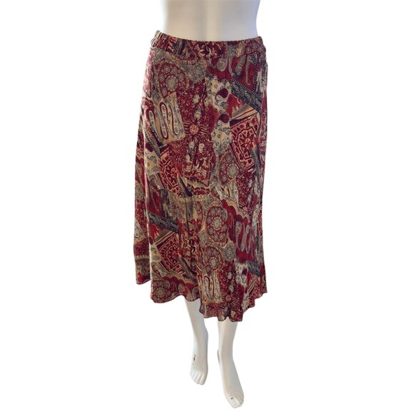 90's Midi Reversible Skirt Paisley Boho Print - Picture 1 of 6